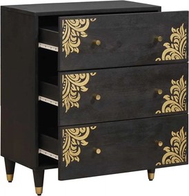 vidaXL Bufet Negru 60 x 33 x 75 cm Lemn de mango solid