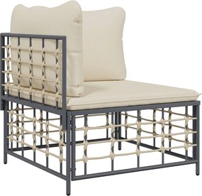 vidaXL Canapea de colț cu perne de grădină, bej, poliratan