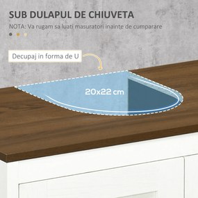kleankin Dulap de Baie pentru Chiuvetă cu Raft Reglabil și Uși Duble, 60x30x60 cm, Alb | Aosom Romania
