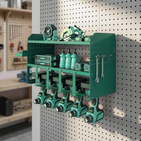Outsunny Suport pentru Unelte, Suport pentru 5 Burghie Electrice cu Tavă Laterală | Aosom Romania