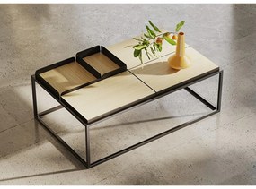Măsuță de cafea negru-natural cu blat cu aspect de lemn de stejar 75x120 cm Douro – TemaHome
