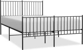 vidaXL Cadru pat metalic cu tăblie de cap/picioare, negru, 140x200 cm