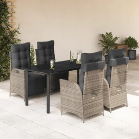 3213430 vidaXL Set mobilier de grădină cu perne, 5 piese, gri, poliratan