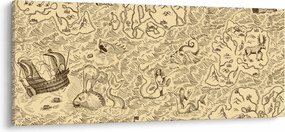 Tablou - Harta de epocă, ilustrații (120x50 cm)