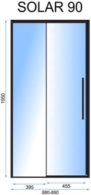 Ușă pentru dus Solar sticla securizata – 90×195 cm