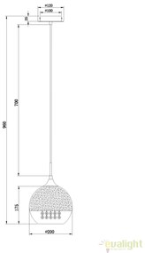 Lustra suspendata, Pendul modern Fermi, 20cm MYP140-PL-110-1-N