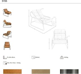 Fotoliu confortabil tapitat cu piele naturala Maro