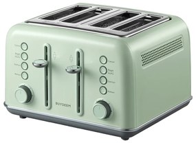 Prajitor de pаine BUYDEEM DT640E, 1800W, 4 felii, 7 programe automate, 7 trepte de prajire, indicatori LED, Tavi pentru firimituri, Pop-up inalt, Verde