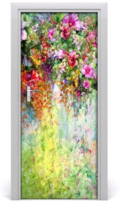 Autocolante pentru usi Autocolant de perete decal flori colorate UȘĂ