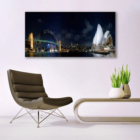 Tablou pe panza canvas Sydney Bridge City Arhitectură Alb Albastru Negru