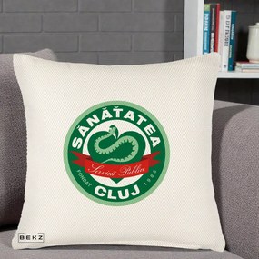 Perna Personalizata Sanatatea Cluj Servicii Publice 1986, 40x40 cm, Crem Reliefat, Husa Detasabila, Perna Inclusa, BEKZ®