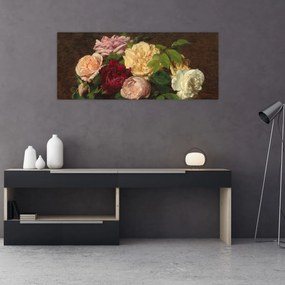 Tablou - Henri Fantin-Latour, Roses de Nice on a Table, reproducere (120x50 cm)