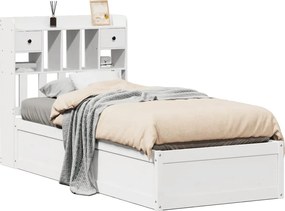 vidaXL Cadru de pat fără saltea, alb, 75x190 cm, lemn masiv de pin