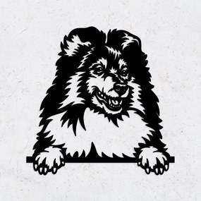 DUBLEZ | Tablou sculptat cu câine pentru perete - Border Collie