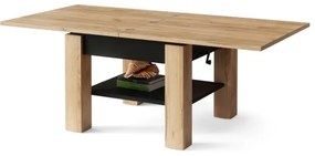 Masă extensibilă CALEB, blat ridicabil, stejar craft/negru