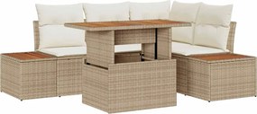 vidaXL Set de canapele pentru grădină 5 pcs Bej Rattan poli