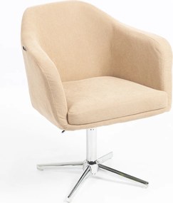 HR832CROSS Scaun Catifea Reiată Premium culoare Bej Ghimbir cu Bază Cromata