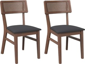 vidaXL Scaune sufragerie cu perne 2 buc. cauciuc din lemn masiv maro