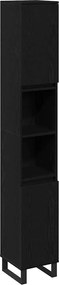 vidaXL Dulap de Baie Stejar Negru 30 x 30 x 190 cm Lemn compozit