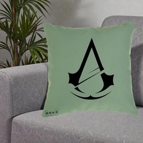 Perna Personalizata Assassin's Creed Minimalist, 40x40 cm, Verde, Husa Detasabila, Perna Inclusa, BEKZ®