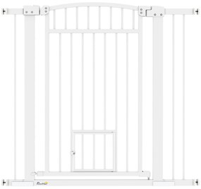PawHut Barieră de siguranță câini cu sistem de dublă blocare, montaj prin presiune sau găurire, lățime 76-104 cm alb | Aosom Romania