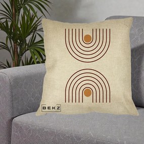Perna Decorativa Geometric Boho Arc, 40x40 cm, Crem, Husa Detasabila, Perna Inclusa, BEKZ®