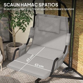 Outsunny Hamac Balansoar Căptușit cu Cârlig și Lanț Gri și Negru | Aosom Romania