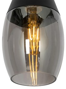 Lampă modernă suspendată neagră cu sticlă fumurie - Drop