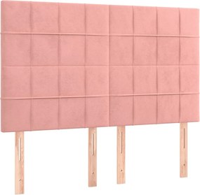 vidaXL Tăblie de pat roz 144x5x118/128 cm catifea