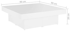 Masuta de cafea, alb, 90x90x28 cm, PAL 1, Alb