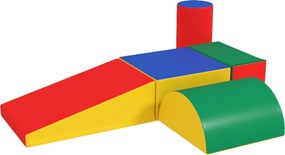 HOMCOM Set Construcții Moi pentru Copii 1-3 Ani cu 5 Blocuri, Multicolor | Aosom Romania