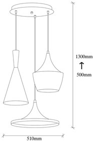 Lustră de 3 becuri Opviq lights Elmas, negru