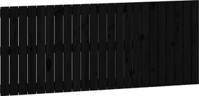 vidaXL Tăblie de pat pentru perete, negru, 147x3x60 cm, lemn masiv pin