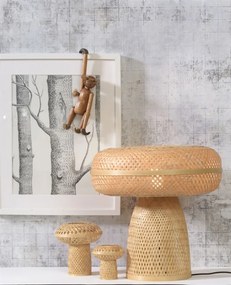 Set de 3 piese, lampa de masa cu 2 ciupercute decorative din bambus Palawan natur