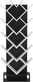Biblioteca VEVEY, alb/negru, PAL melaminat, 59x22x150 cm