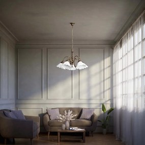 Candelabru 5 brate din alama si abajur ceramic Zefira