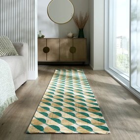 Covor tip traversă galben/verde 60x230 cm Carlos Circle Geo – Flair Rugs