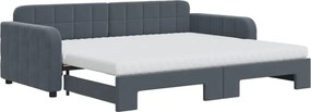 vidaXL Pat de zi cu extensie și saltele, gri închis 90x200 cm catifea
