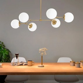 Lustră alămie cu abajur din sticlă Damar – Opviq lights