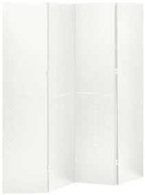 Paravan de camera cu 4 panouri, alb, 160x180 cm, otel
