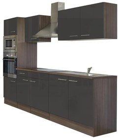 Mobilă de bucătărie Yorki cu corp din stejar Yorki, față antracit satinat, dimensiune 270 cm