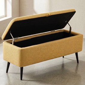 HOMCOM Bancă de la Capătul Patului cu Spațiu de Depozitare și Acoperire în Poliester Galben, 101x38.5x44.5 cm | Aosom Romania