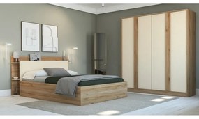 Șifonier crem/în culoare naturală cu aspect de lemn de stejar 180x197,5x53 cm Dennis – Marckeric