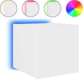 vidaXL Comodă TV de perete cu lumini LED, alb, 30,5x35x30 cm