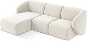 Colțar bej cu tapițerie din catifea (cu colț pe partea stângă/cu șezlong) Lani – Makamii