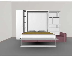 Set pat rabatabil dublu 160X200 cu somiera, canapea 3 locuri, biblioteci si dulap 50 cm - ROYAL XL 160 BOOKCASE&amp;SMALL WARDROBE SET(160X200)