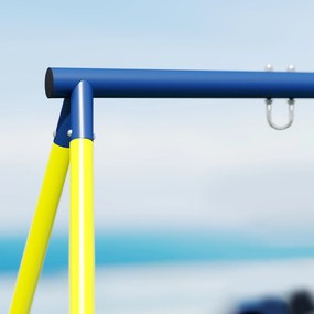 AIYAPLAY Cadru pentru Leagăn de Grădină pentru Copii, Structură din Oțel, Anti-UV, Impermeabil, Suportă 150 kg, cu 4 Cârlige pentru Leagăn Tip Cuib, Leagăn în U, Scară, 260x160x178 cm, Albastru | Aosom Romania