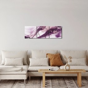 Tablou - Artă fluidă violet (cu ceas) (90x30 cm)