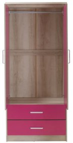 Dulap Copii Looney Cu 2 Uși Și Sertare Culoare Castillo-Roz 81x57x183 cm