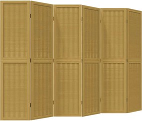vidaXL Paravan de cameră cu 6 panouri, maro, lemn masiv paulownia